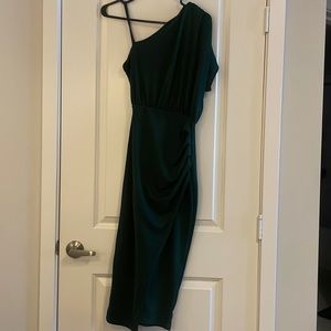 Forest green wedding guest dress